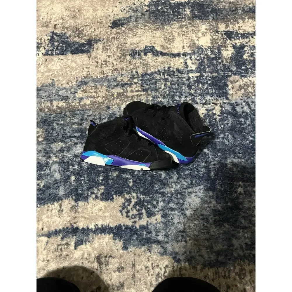Size 8C-Nike Jordan 6 Retro Aqua TD Black Purple Sneaker Shoe Toddler DV3606-004